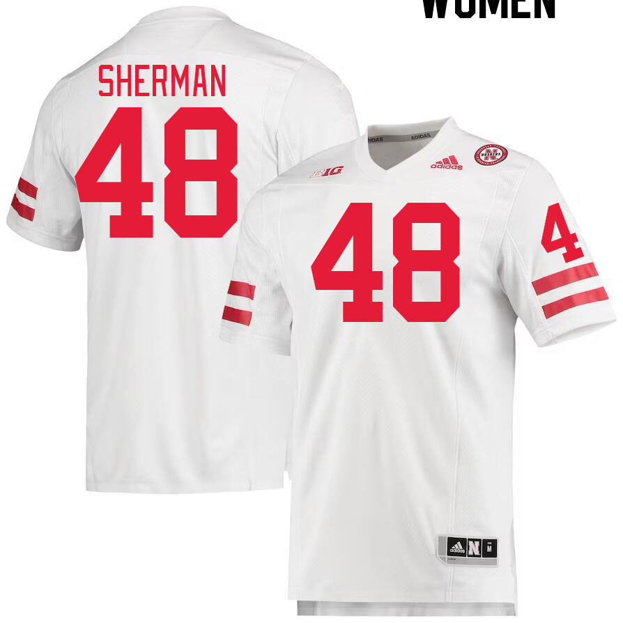 Women #48 MJ Sherman Nebraska Cornhuskers College Football Jerseys Stitched Sale-White